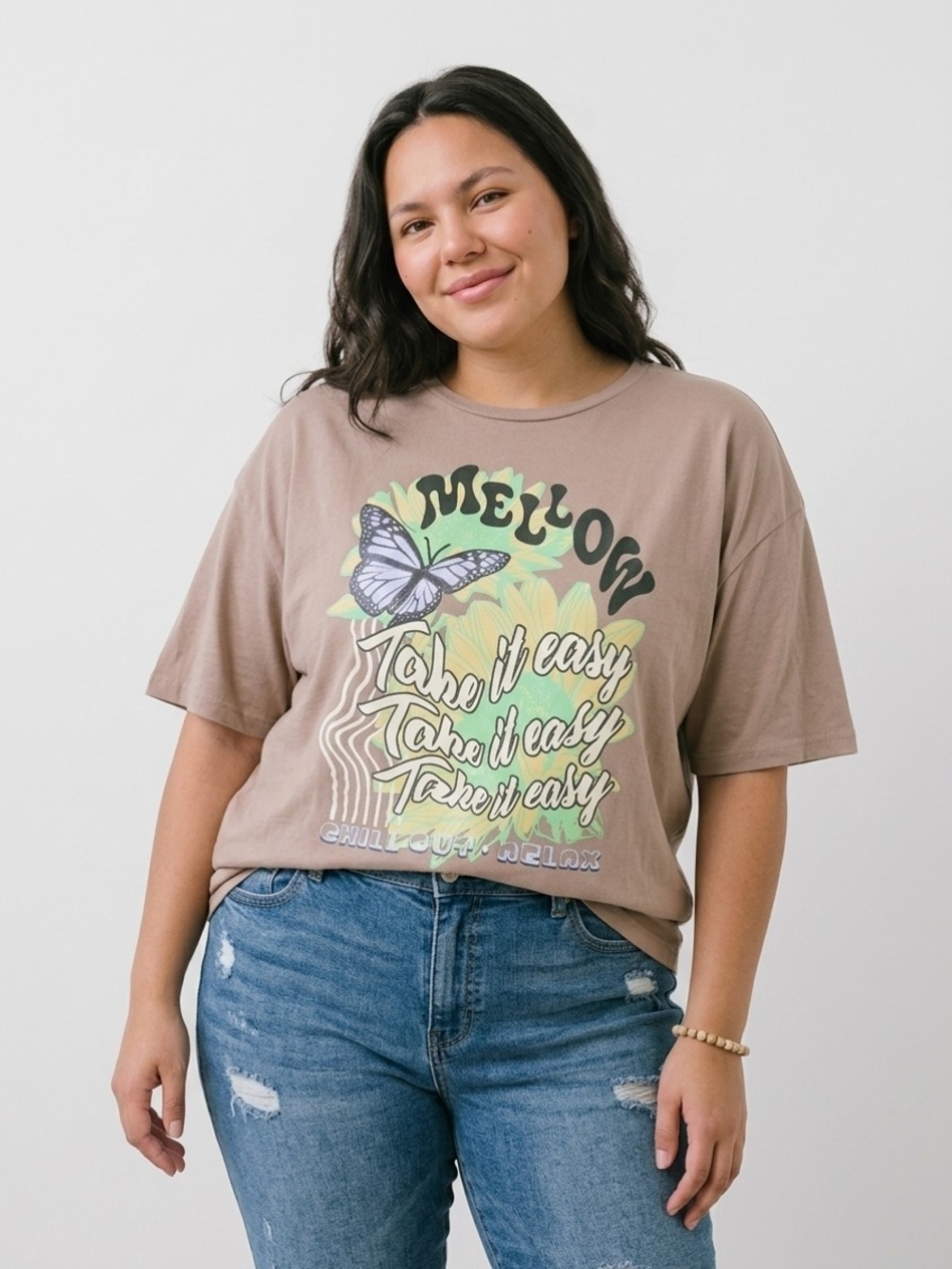 Woman Take It Easy Graphic Tee - Taupe
